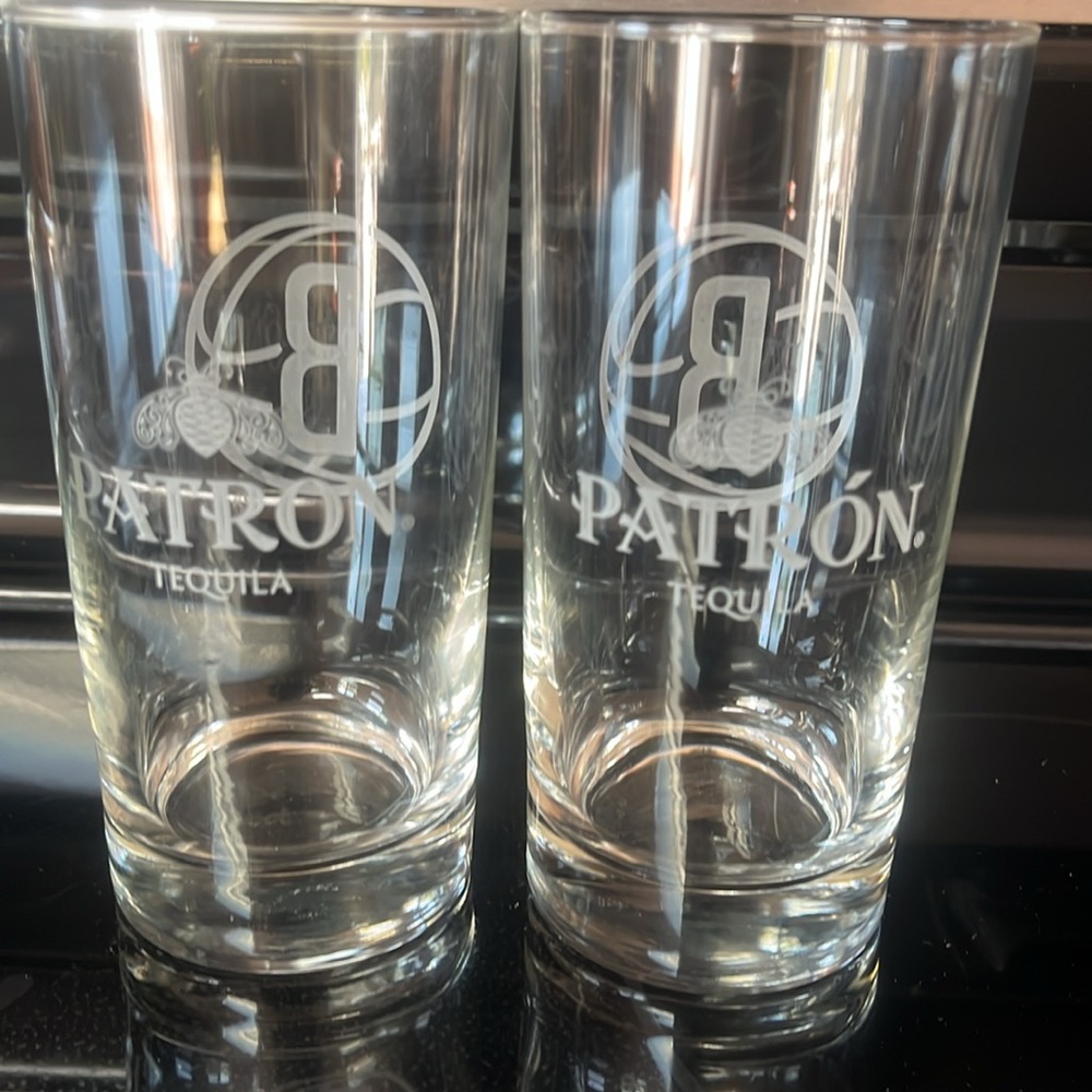 Brooklyn Nets Clear Glass Set of 2. With a Patron Tequila Inscription on them
